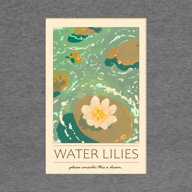 water lilies vintage pond poster by shazuliArt